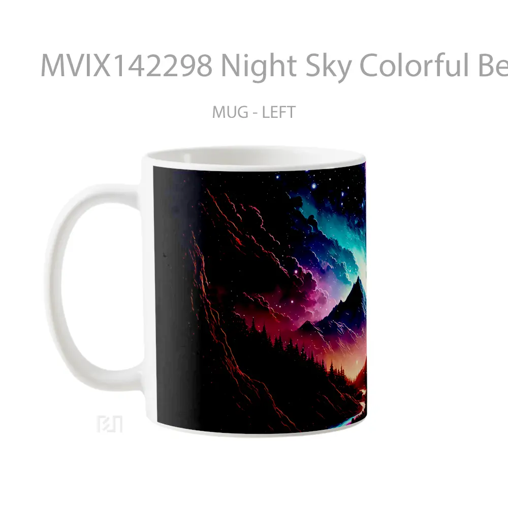 Mug Night Sky Colorful Beautiful Clouds Mountain Valley Digital Art Gelas Pemandangan Alam - All-side / Desain