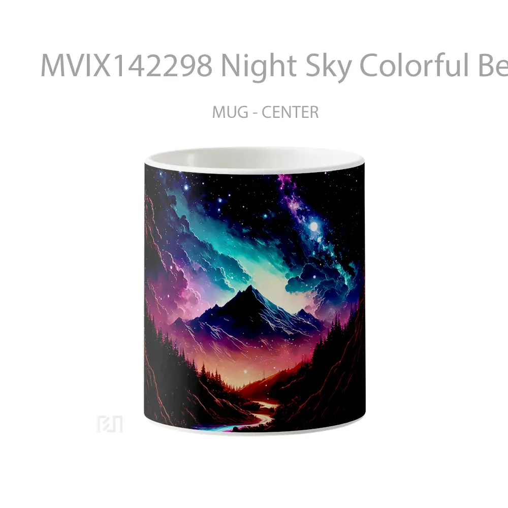 Mug Night Sky Colorful Beautiful Clouds Mountain Valley Digital Art Gelas Pemandangan Alam
