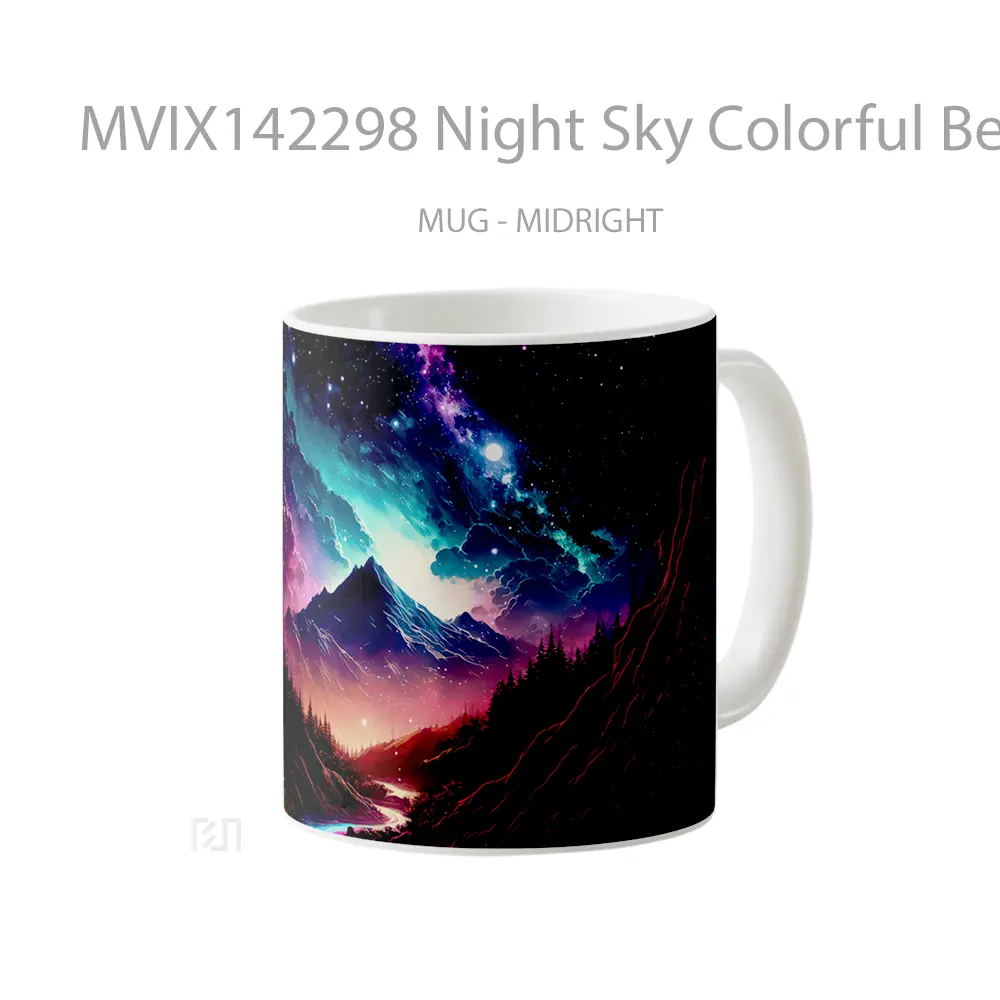 Mug Night Sky Colorful Beautiful Clouds Mountain Valley Digital Art Gelas Pemandangan Alam - All-side / Desain