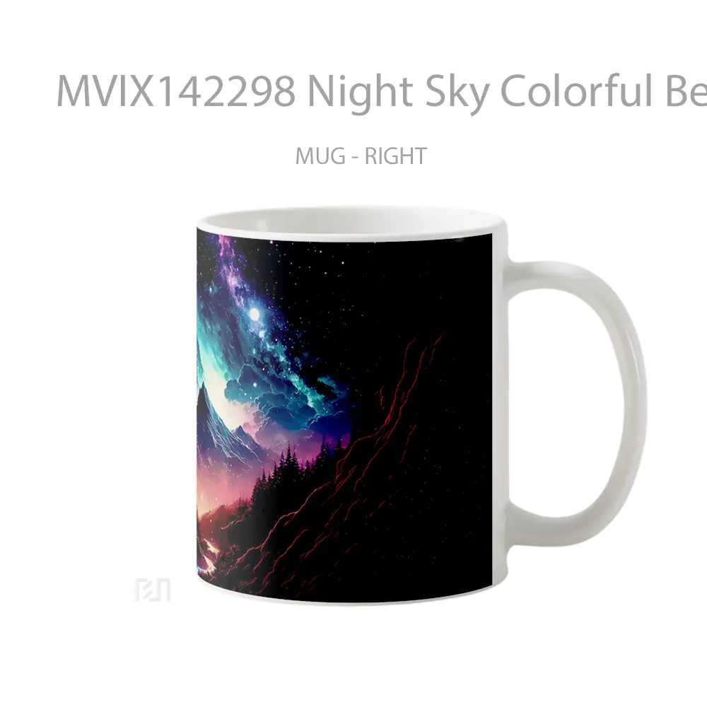 Mug Night Sky Colorful Beautiful Clouds Mountain Valley Digital Art Gelas Pemandangan Alam - All-side / Desain