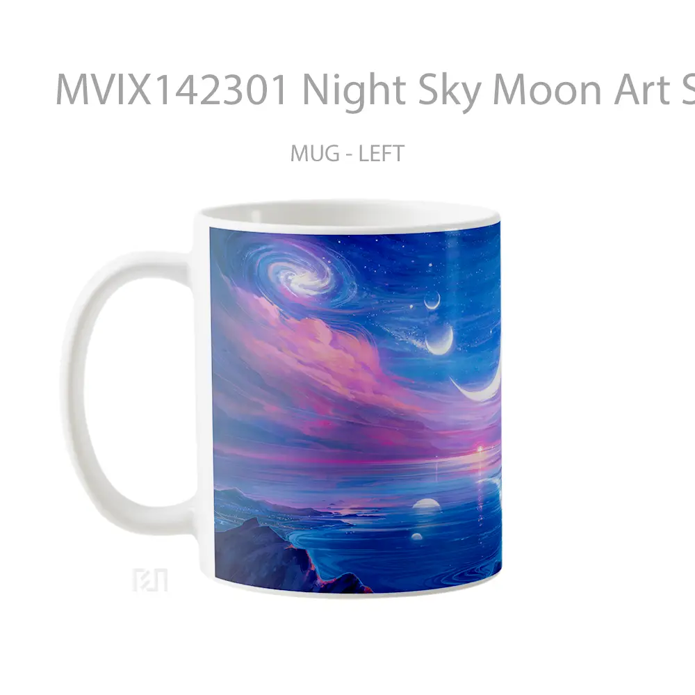 Mug Night Sky Moon Art Scenery Digital Art Gelas Pemandangan Alam - All-side / Desain