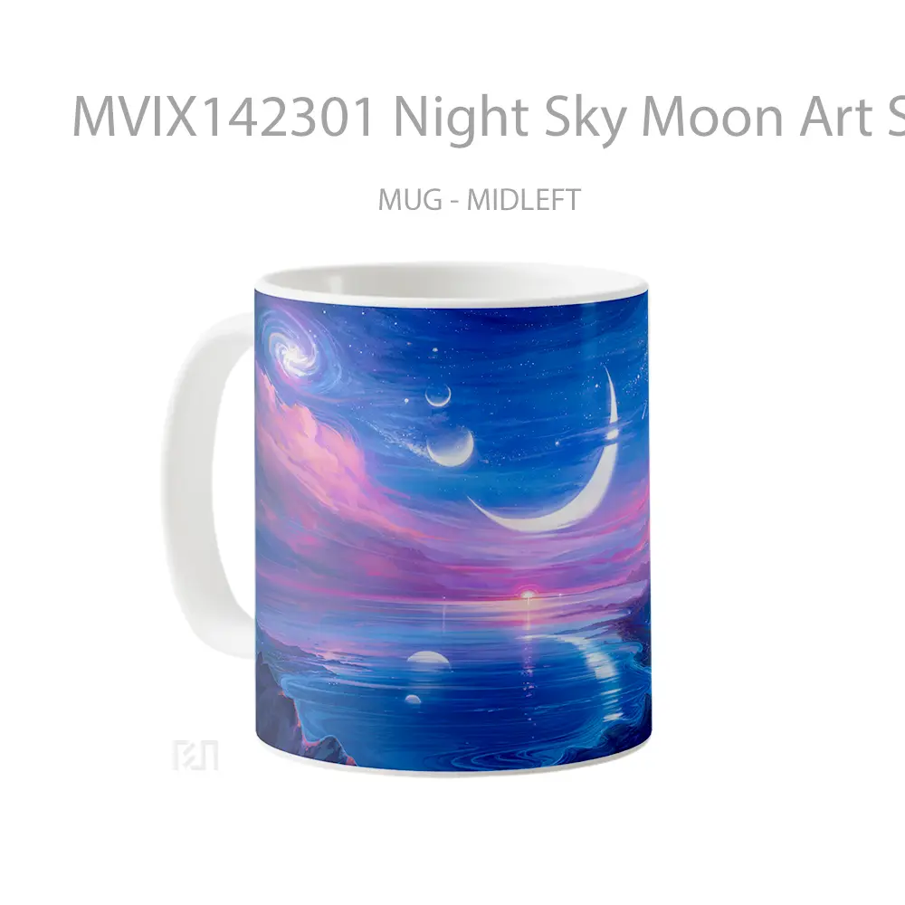 Mug Night Sky Moon Art Scenery Digital Art Gelas Pemandangan Alam - All-side / Desain