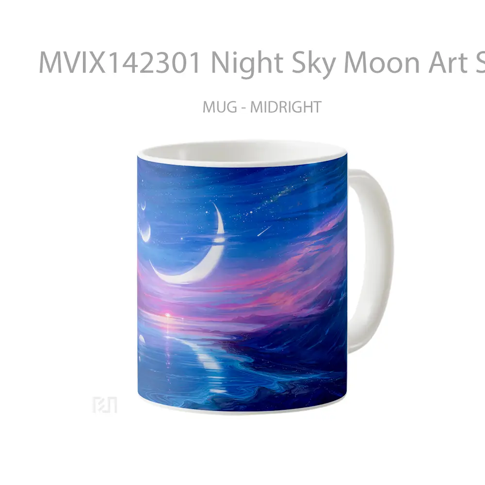 Mug Night Sky Moon Art Scenery Digital Art Gelas Pemandangan Alam - All-side / Desain