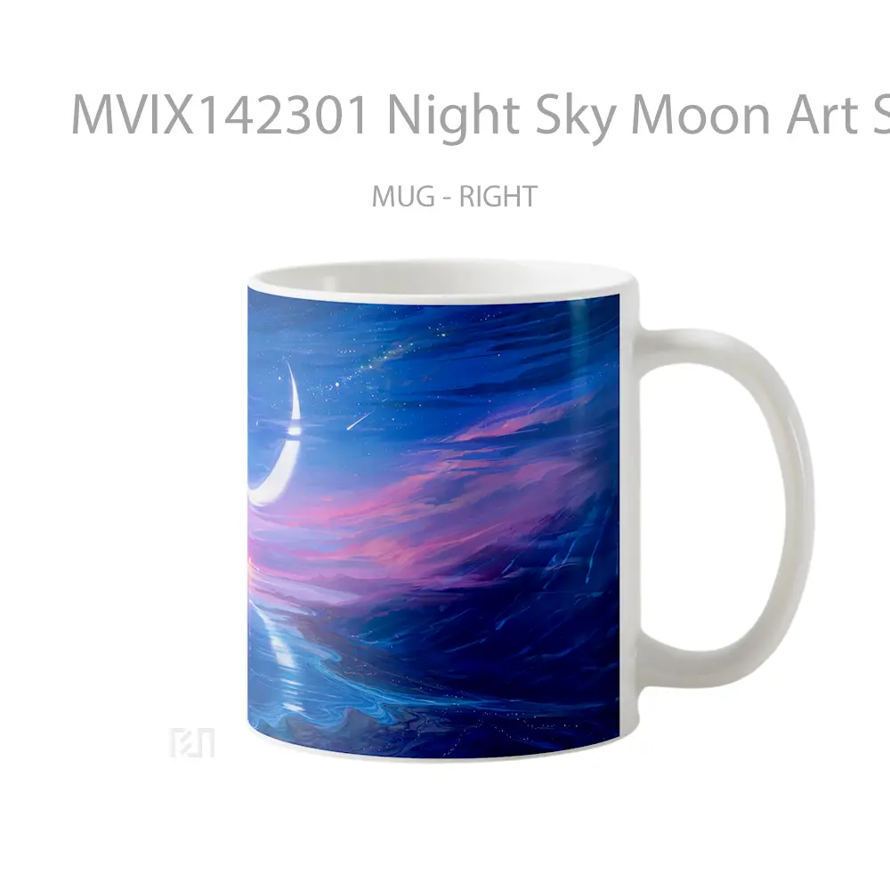 Mug Night Sky Moon Art Scenery Digital Art Gelas Pemandangan Alam - All-side / Desain