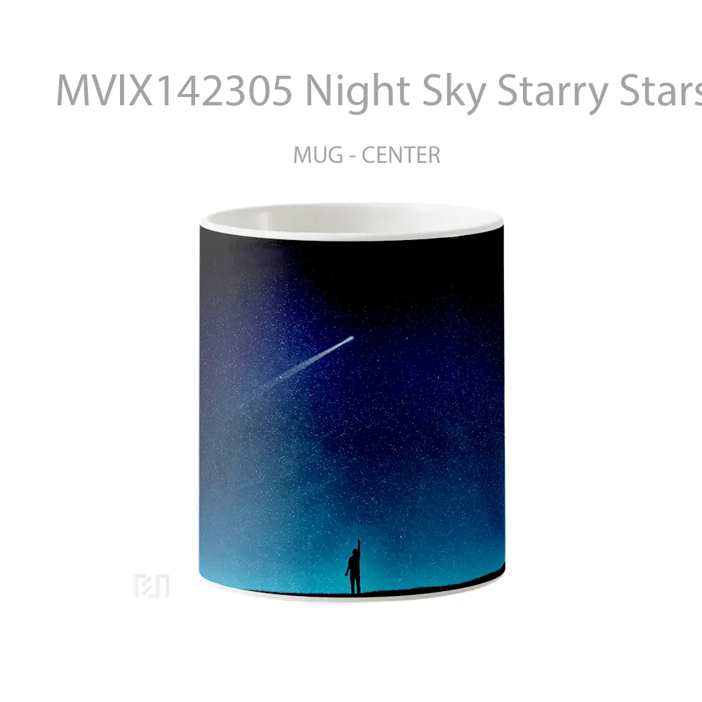Mug Night Sky Starry Stars Comet Alone Silhouette Scenery Gelas Pemandangan Alam