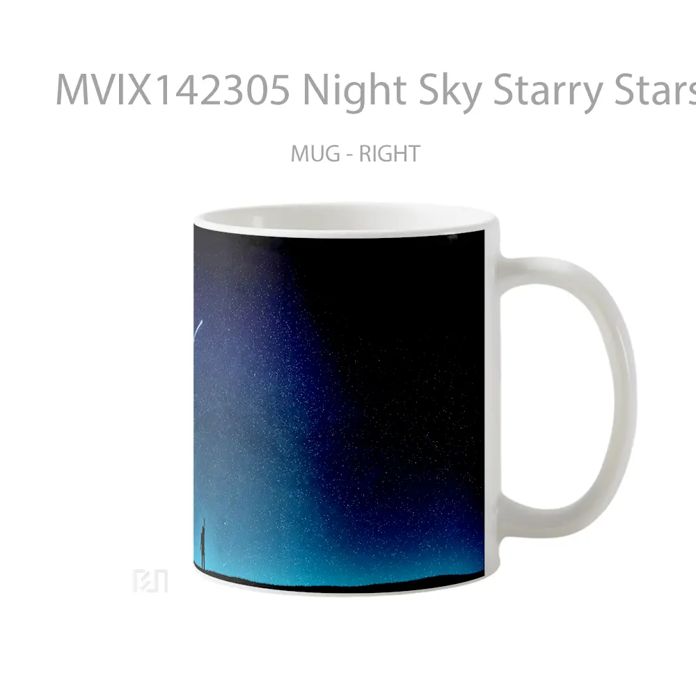 Mug Night Sky Starry Stars Comet Alone Silhouette Scenery Gelas Pemandangan Alam - All-side / Desain