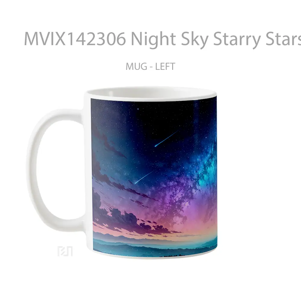 Mug Night Sky Starry Stars Comet Scenery Gelas Pemandangan Alam - All-side / Desain
