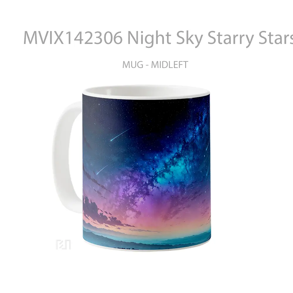 Mug Night Sky Starry Stars Comet Scenery Gelas Pemandangan Alam - All-side / Desain