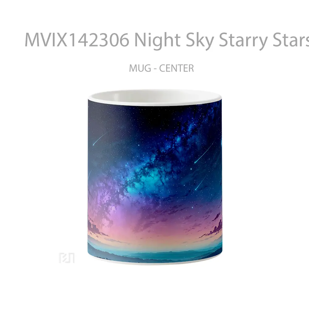 Mug Night Sky Starry Stars Comet Scenery Gelas Pemandangan Alam