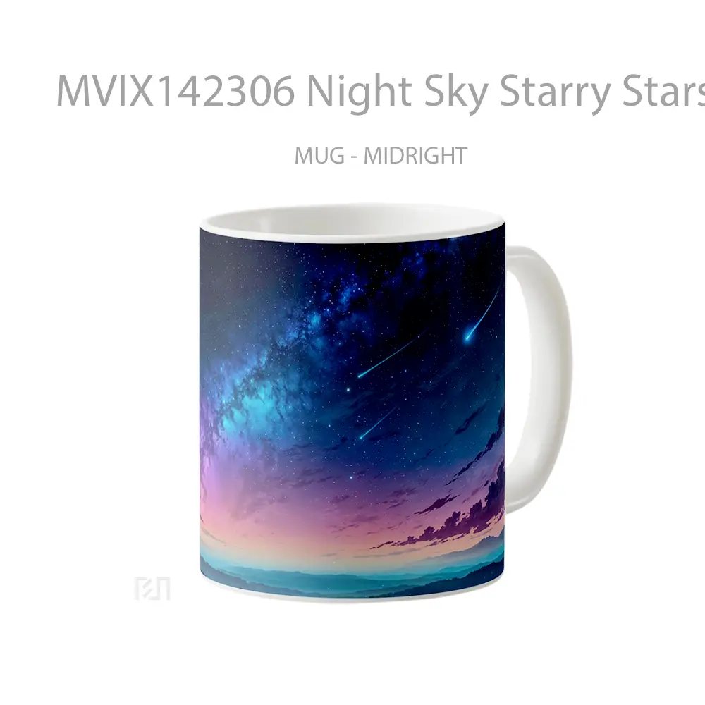 Mug Night Sky Starry Stars Comet Scenery Gelas Pemandangan Alam - All-side / Desain
