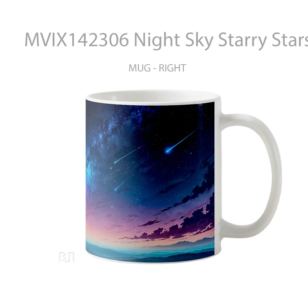 Mug Night Sky Starry Stars Comet Scenery Gelas Pemandangan Alam - All-side / Desain