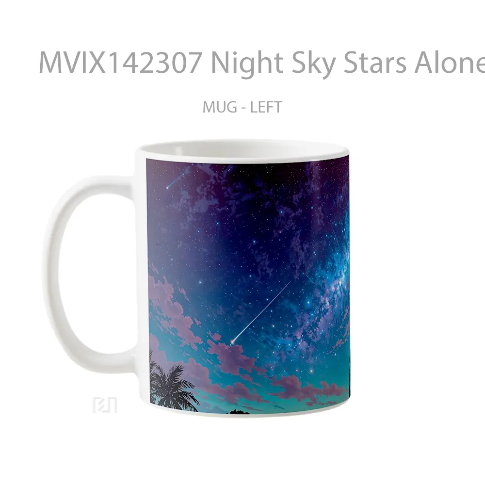 Mug Night Sky Stars Alone Anime Girl Milky Way Scenery Cangkir Anime - All-side / Desain