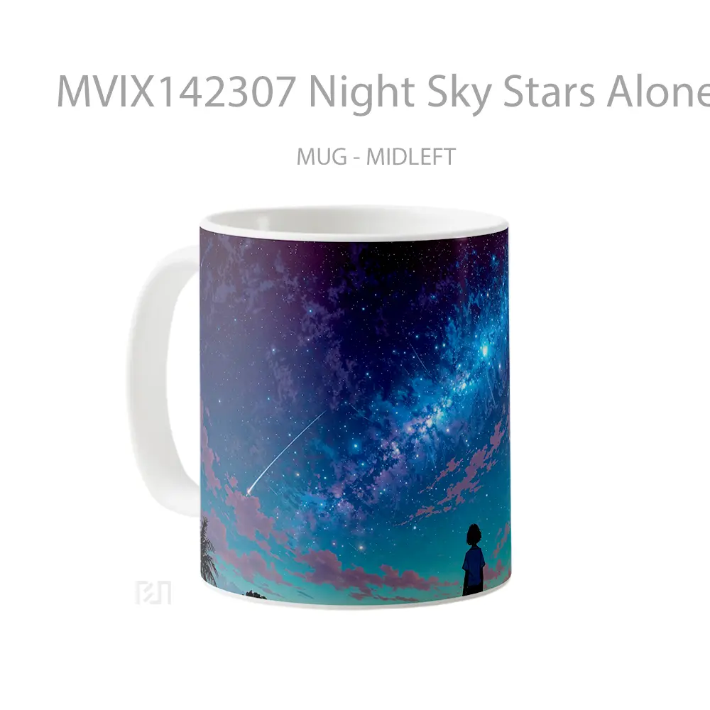 Mug Night Sky Stars Alone Anime Girl Milky Way Scenery Cangkir Anime - All-side / Desain