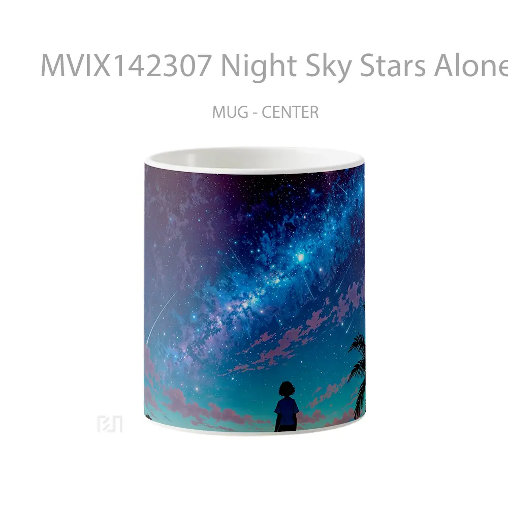 Mug Night Sky Stars Alone Anime Girl Milky Way Scenery Cangkir Anime