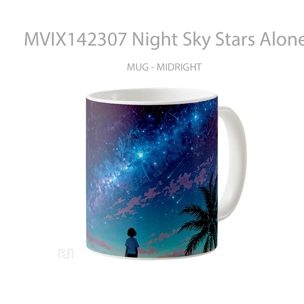 Mug Night Sky Stars Alone Anime Girl Milky Way Scenery Cangkir Anime - All-side / Desain