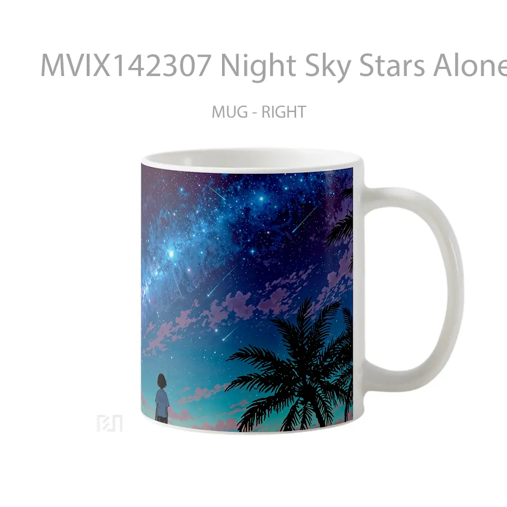 Mug Night Sky Stars Alone Anime Girl Milky Way Scenery Cangkir Anime - All-side / Desain