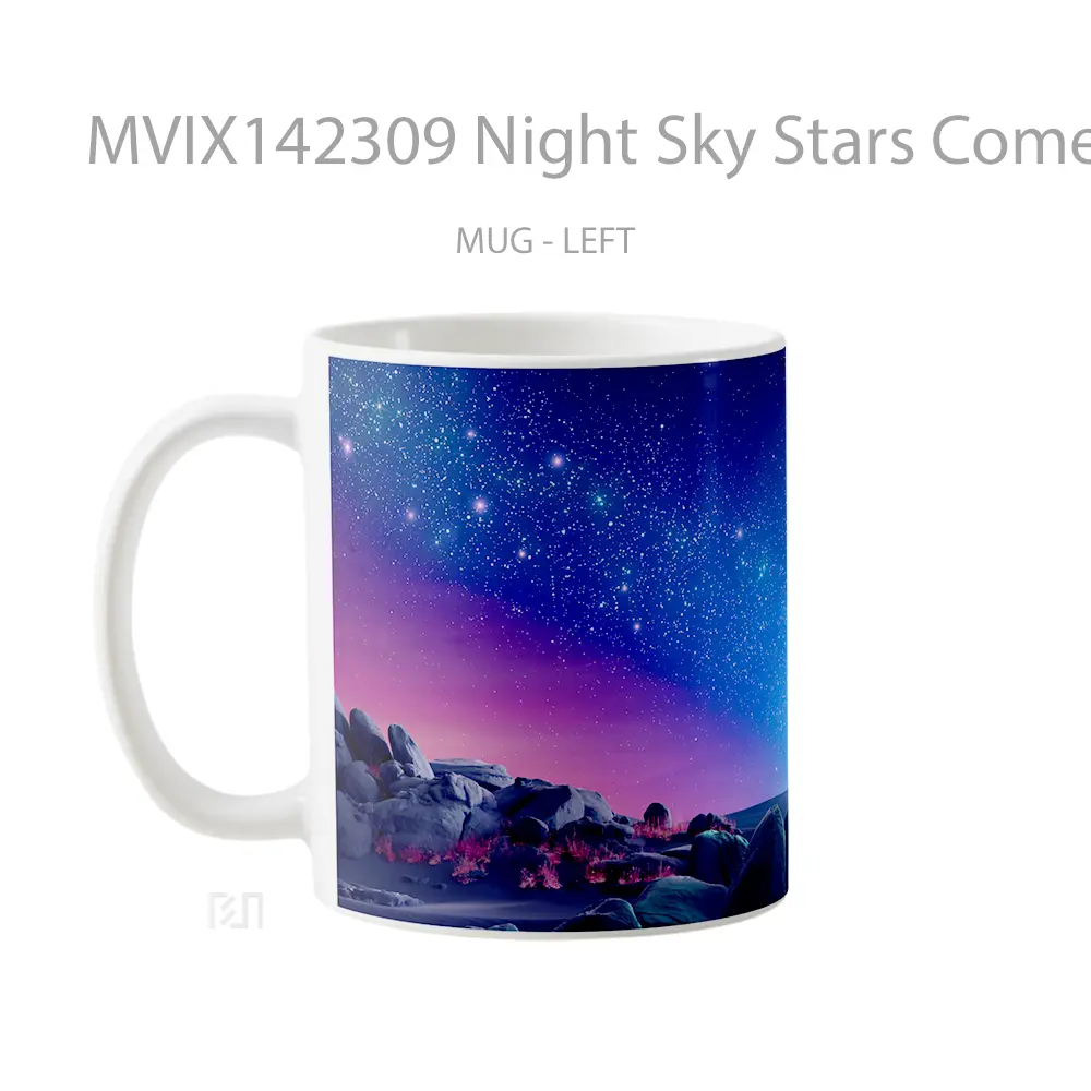 Mug Night Sky Stars Comet Scenery Gelas Pemandangan Alam - All-side / Desain