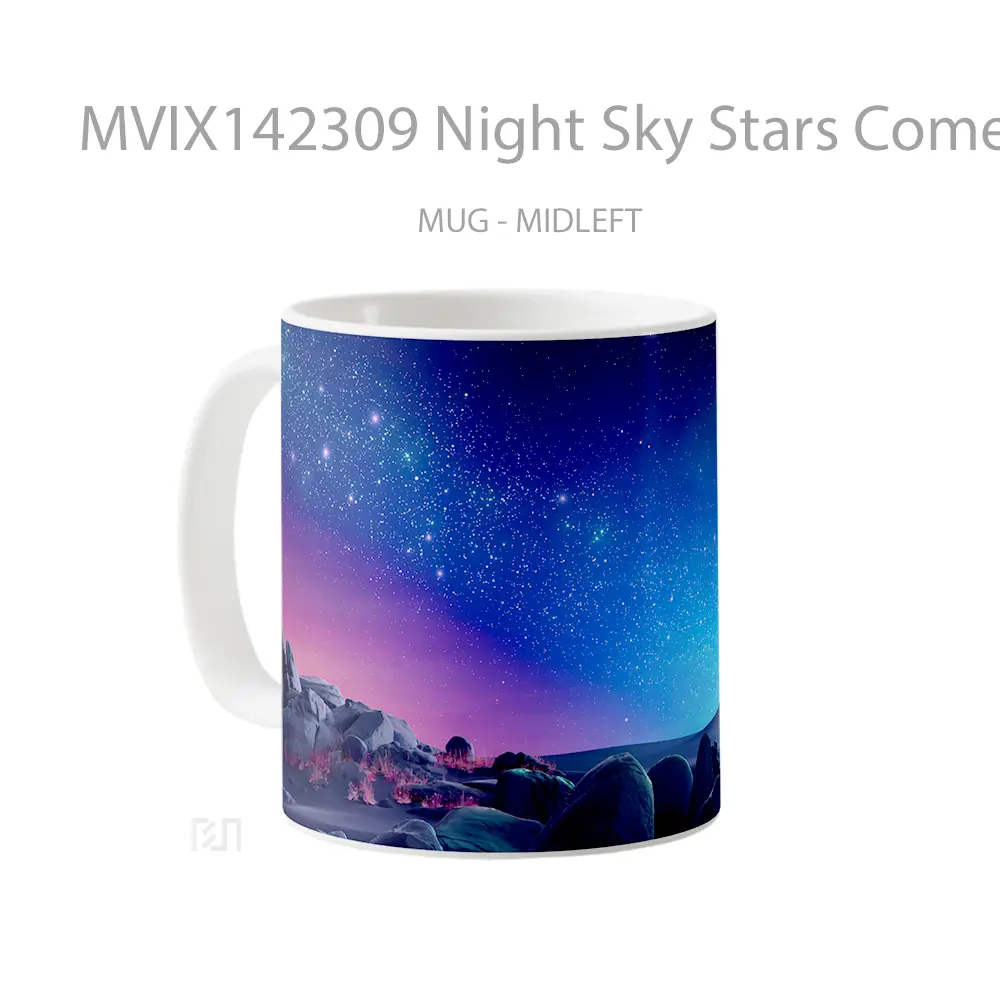 Mug Night Sky Stars Comet Scenery Gelas Pemandangan Alam - All-side / Desain