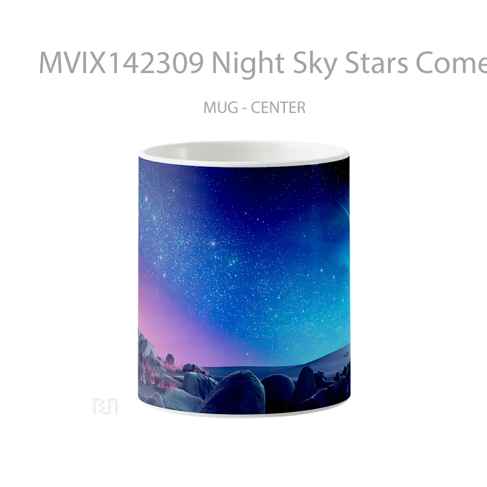 Mug Night Sky Stars Comet Scenery Gelas Pemandangan Alam