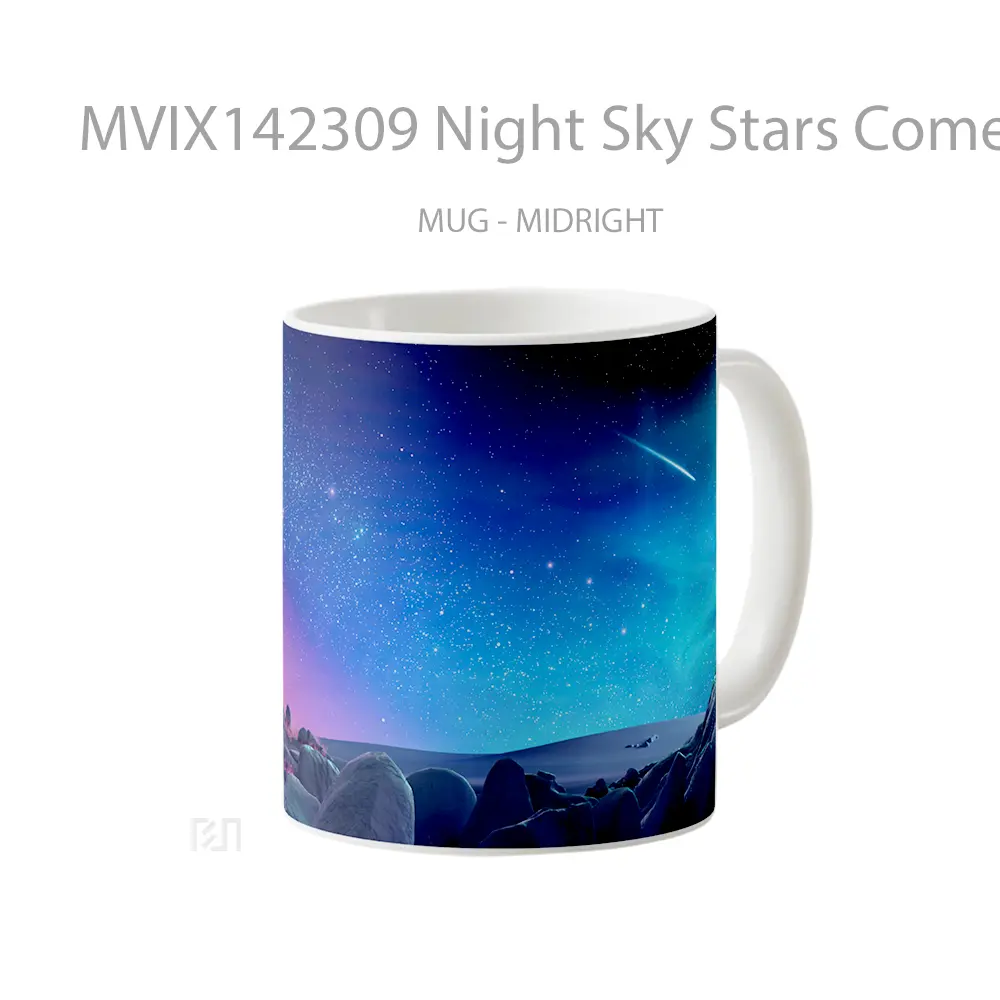 Mug Night Sky Stars Comet Scenery Gelas Pemandangan Alam - All-side / Desain