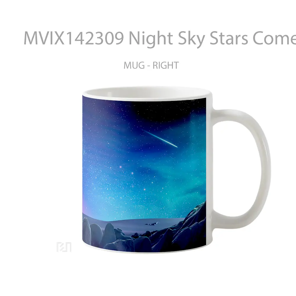 Mug Night Sky Stars Comet Scenery Gelas Pemandangan Alam - All-side / Desain