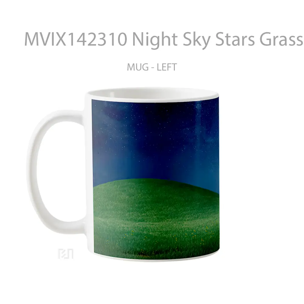 Mug Night Sky Stars Grass Field Nature Scenery Gelas Pemandangan Alam - All-side / Desain