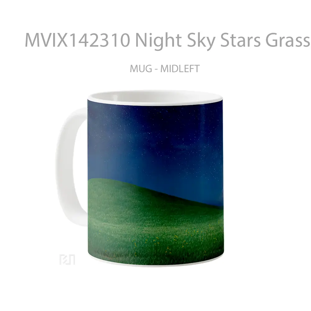 Mug Night Sky Stars Grass Field Nature Scenery Gelas Pemandangan Alam - All-side / Desain