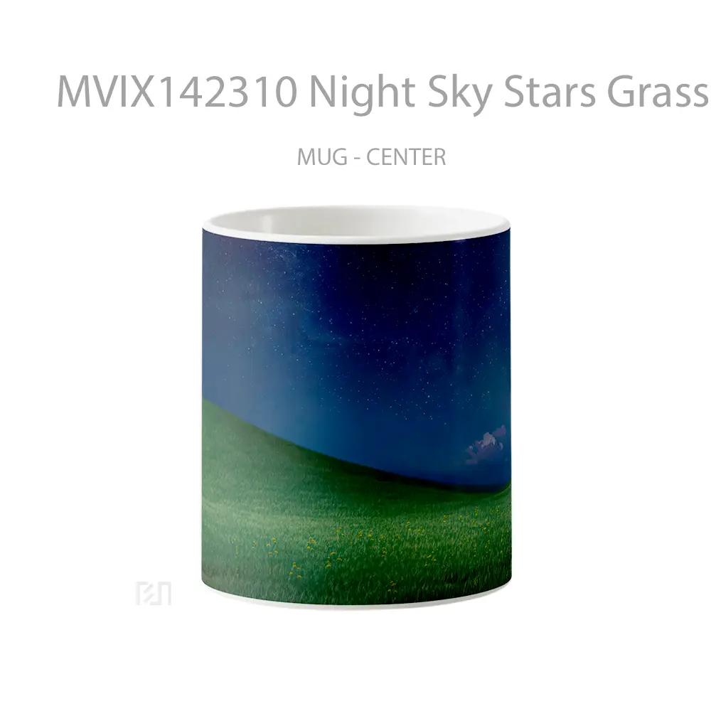 Mug Night Sky Stars Grass Field Nature Scenery Gelas Pemandangan Alam