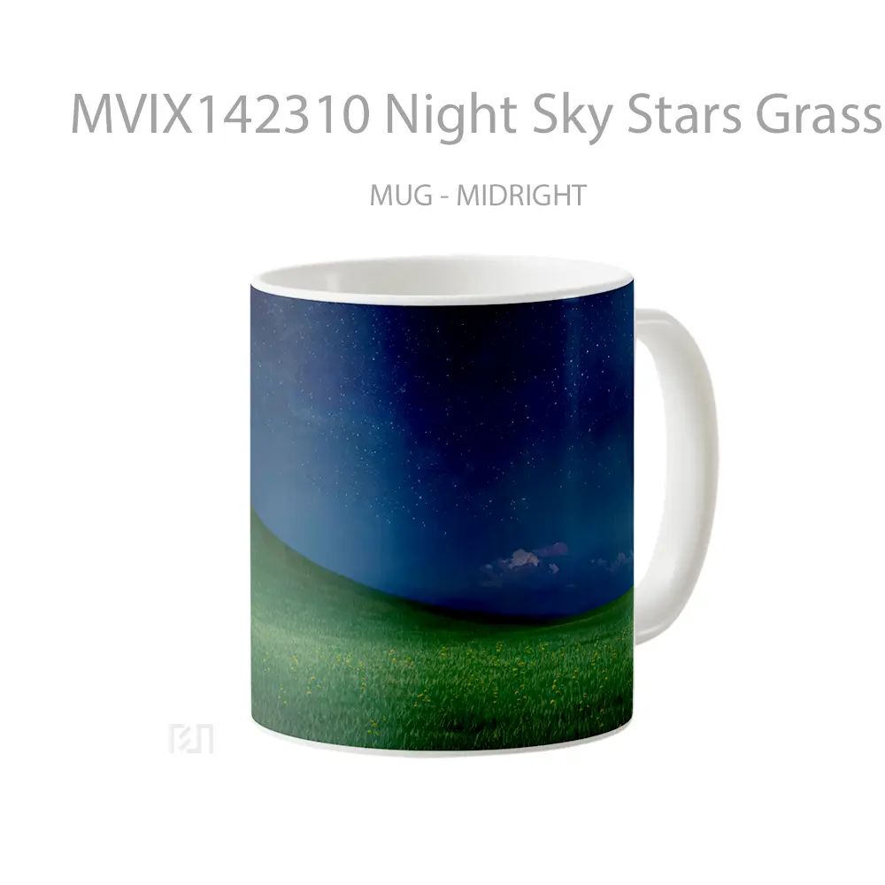 Mug Night Sky Stars Grass Field Nature Scenery Gelas Pemandangan Alam - All-side / Desain