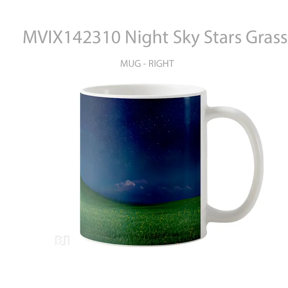 Mug Night Sky Stars Grass Field Nature Scenery Gelas Pemandangan Alam - All-side / Desain