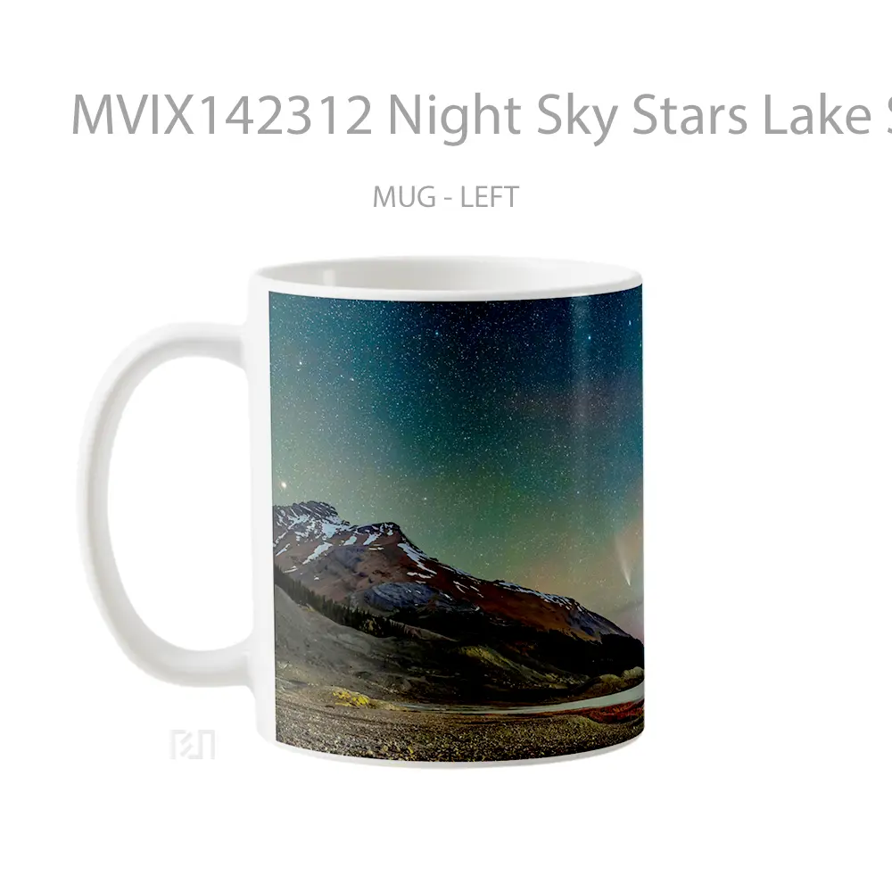 Mug Night Sky Stars Lake Scenery Mountain Gelas Pemandangan Alam - All-side / Desain