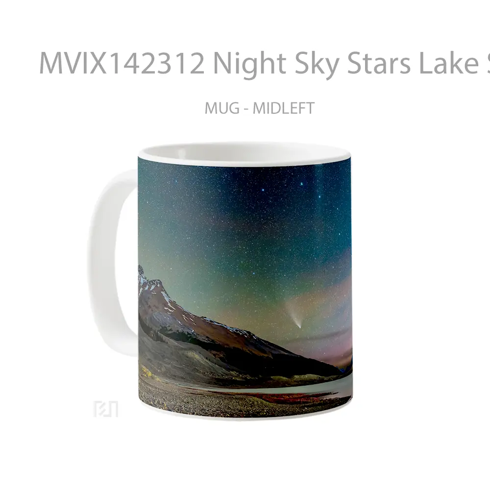 Mug Night Sky Stars Lake Scenery Mountain Gelas Pemandangan Alam - All-side / Desain