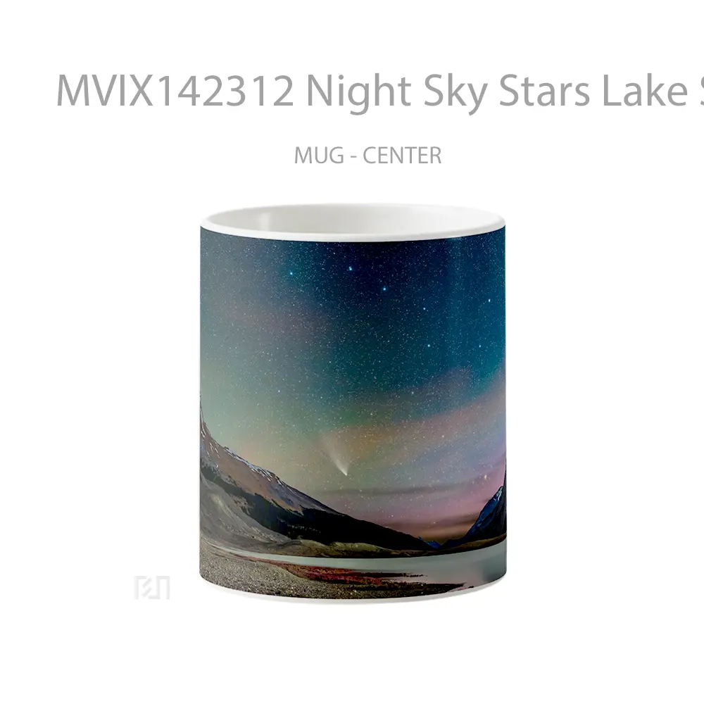 Mug Night Sky Stars Lake Scenery Mountain Gelas Pemandangan Alam