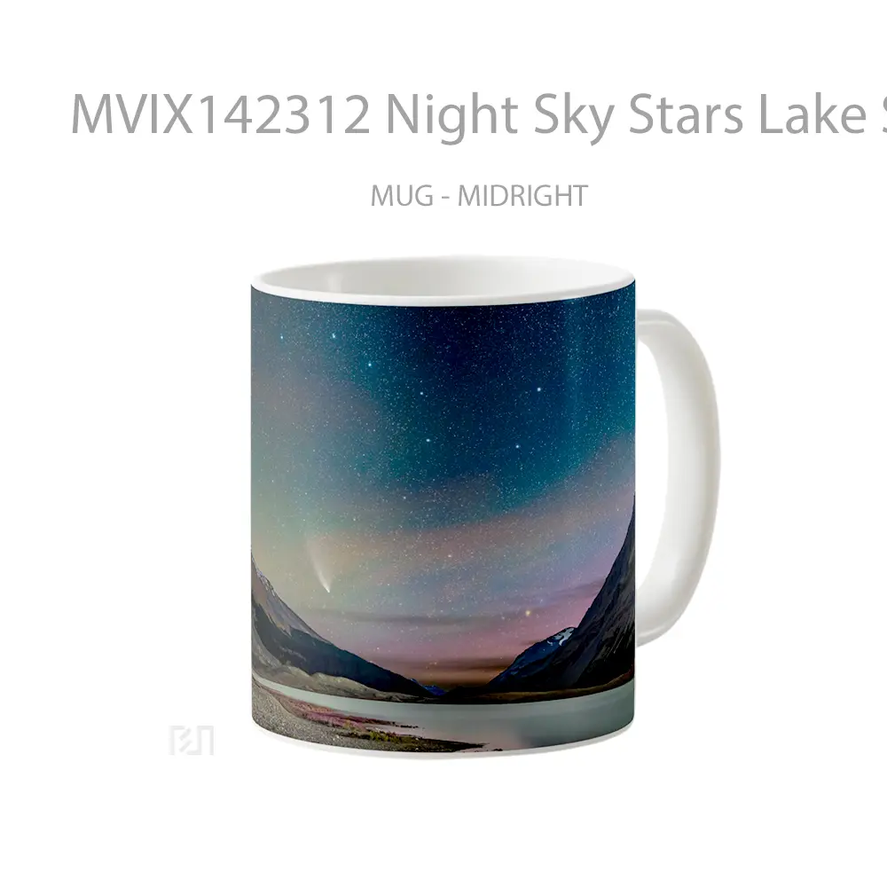 Mug Night Sky Stars Lake Scenery Mountain Gelas Pemandangan Alam - All-side / Desain