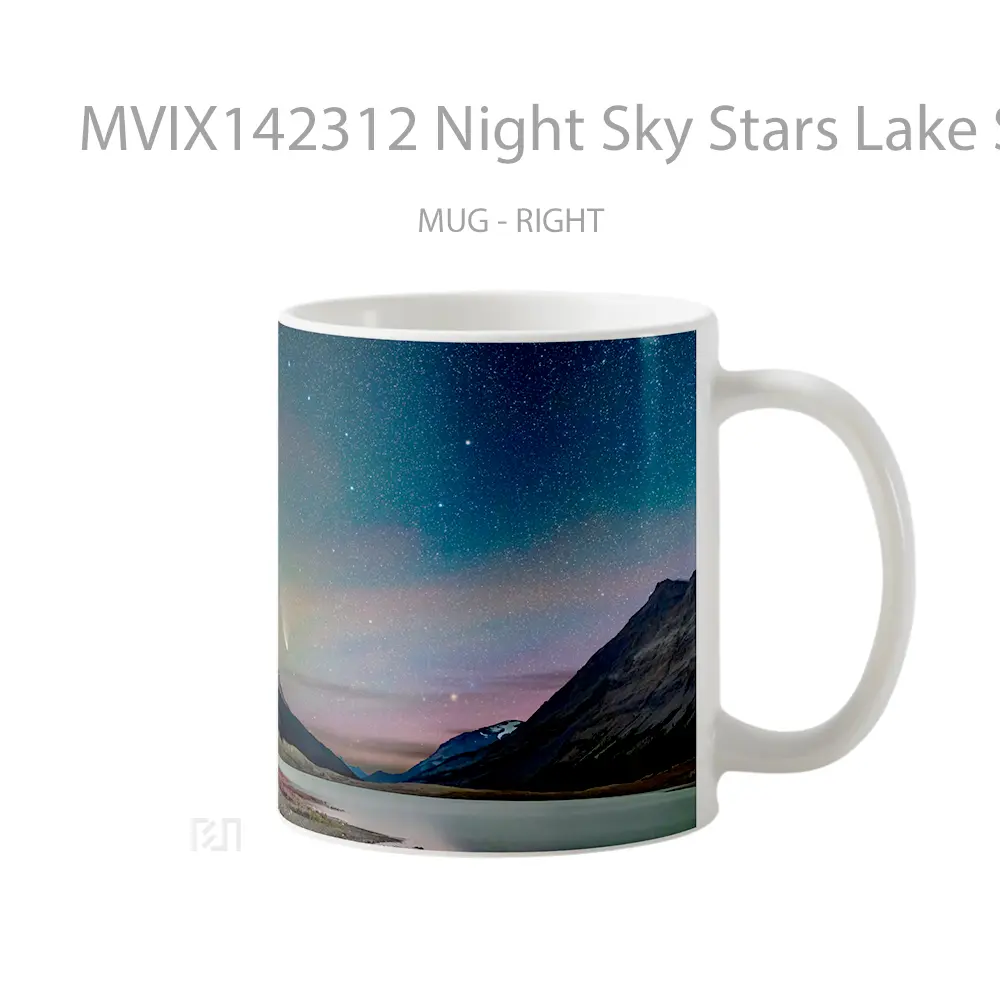 Mug Night Sky Stars Lake Scenery Mountain Gelas Pemandangan Alam - All-side / Desain