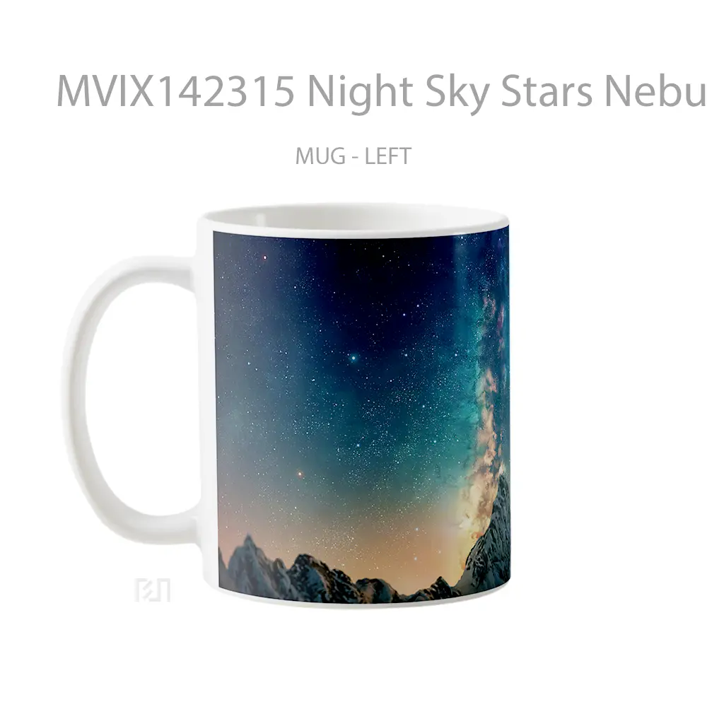 Mug Night Sky Stars Nebula Scenery Mountain Camping Gelas Pemandangan Alam - All-side / Desain