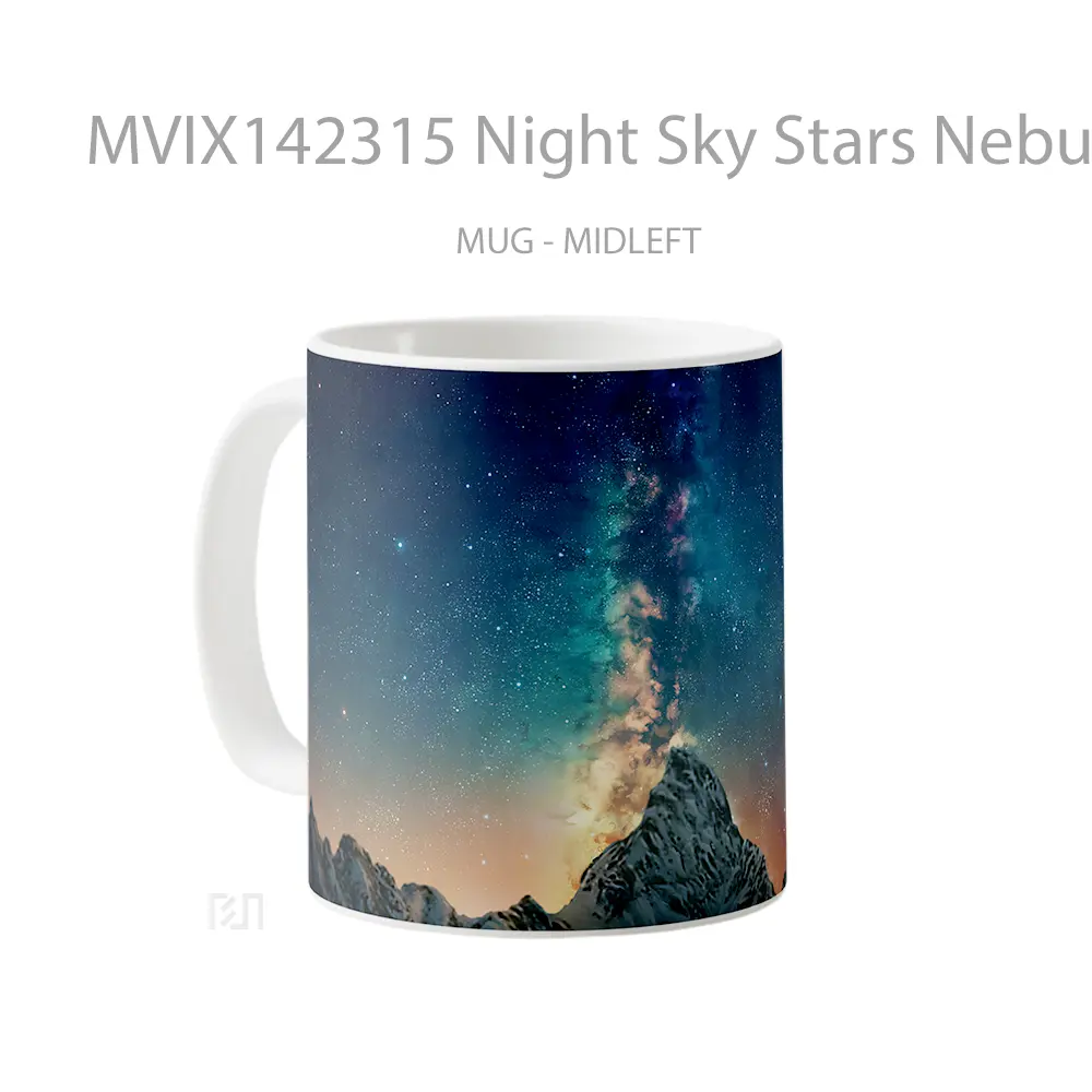 Mug Night Sky Stars Nebula Scenery Mountain Camping Gelas Pemandangan Alam - All-side / Desain