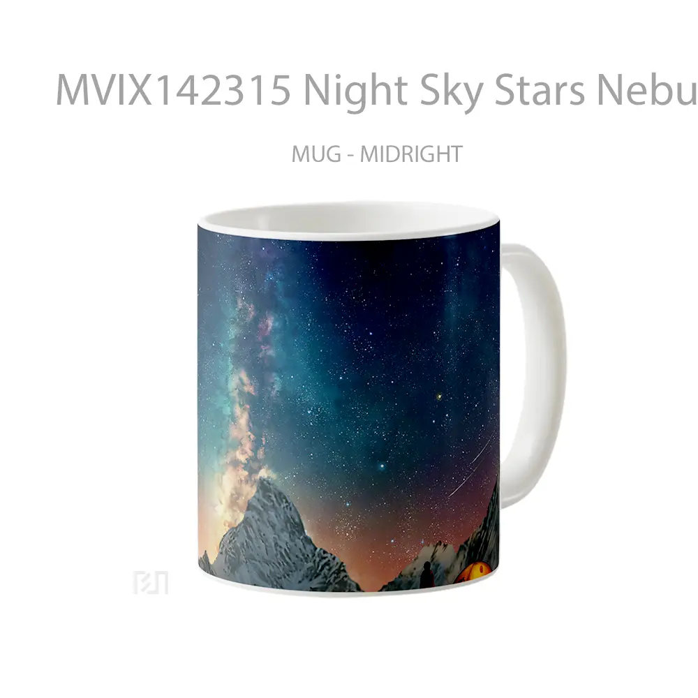 Mug Night Sky Stars Nebula Scenery Mountain Camping Gelas Pemandangan Alam - All-side / Desain