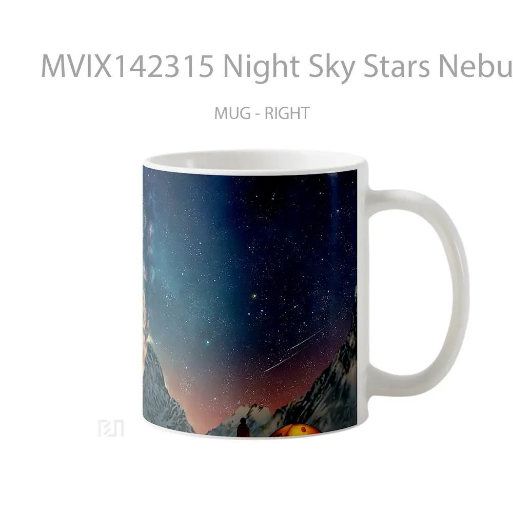 Mug Night Sky Stars Nebula Scenery Mountain Camping Gelas Pemandangan Alam - All-side / Desain