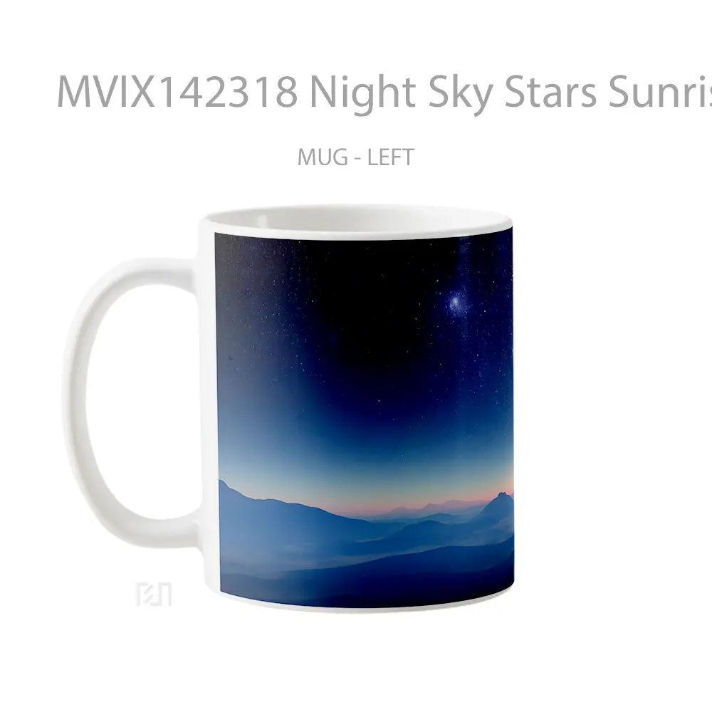 Mug Night Sky Stars Sunrise Horizon Scenery Gelas Pemandangan Alam - All-side / Desain