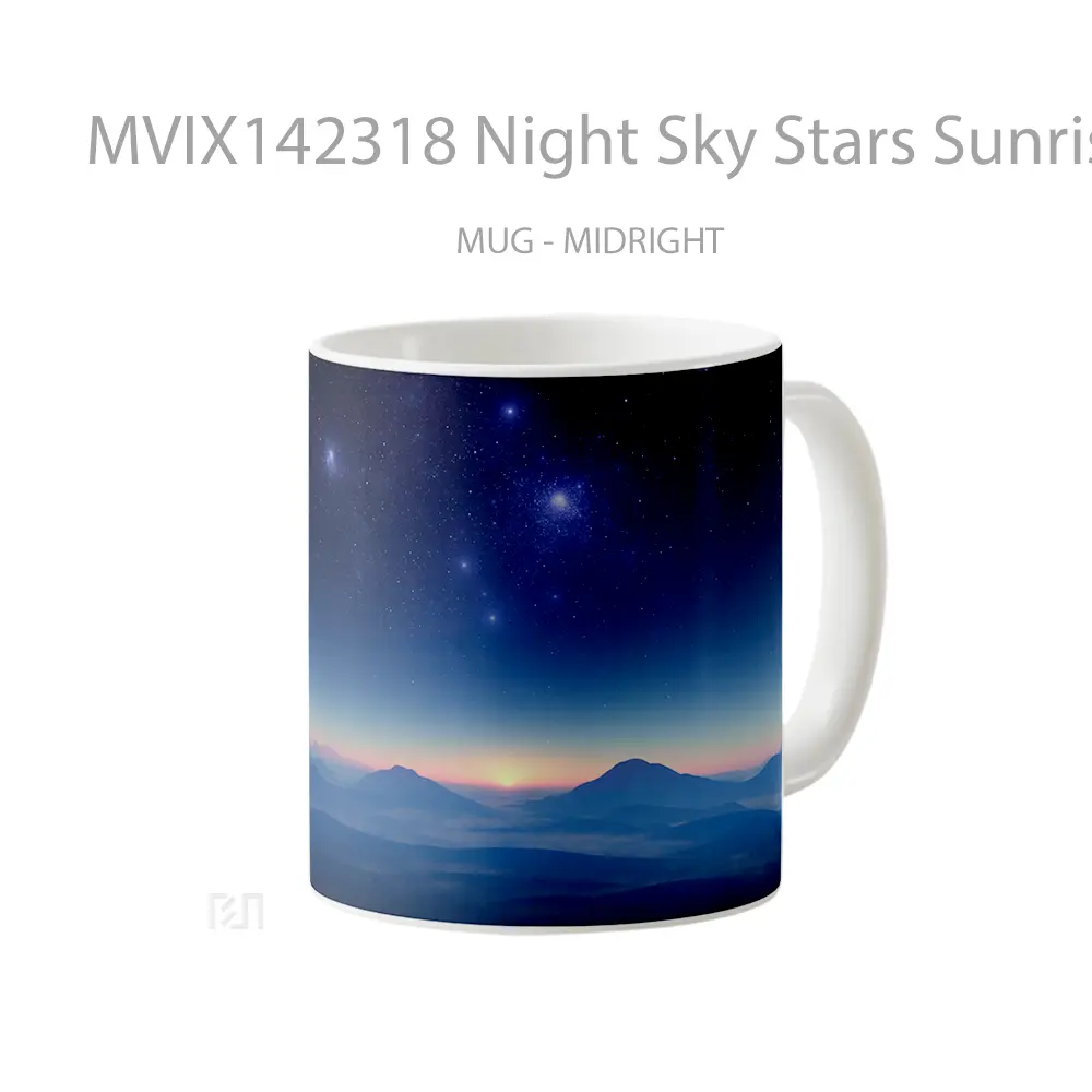 Mug Night Sky Stars Sunrise Horizon Scenery Gelas Pemandangan Alam - All-side / Desain