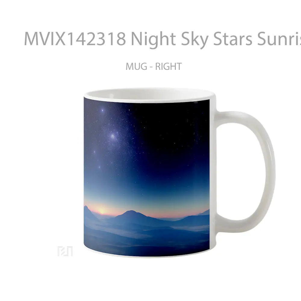 Mug Night Sky Stars Sunrise Horizon Scenery Gelas Pemandangan Alam - All-side / Desain