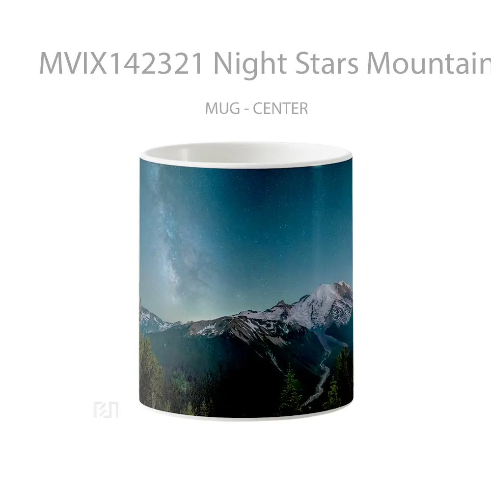 Mug Night Stars Mountain Forest Scenery Gelas Pemandangan Alam