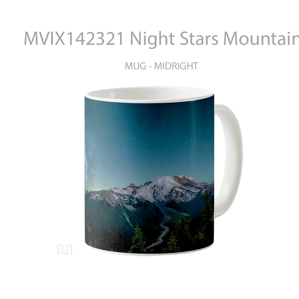 Mug Night Stars Mountain Forest Scenery Gelas Pemandangan Alam - All-side / Desain