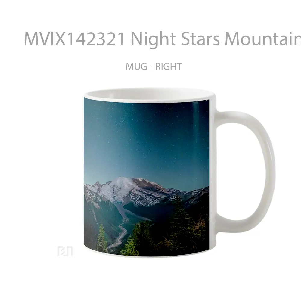 Mug Night Stars Mountain Forest Scenery Gelas Pemandangan Alam - All-side / Desain