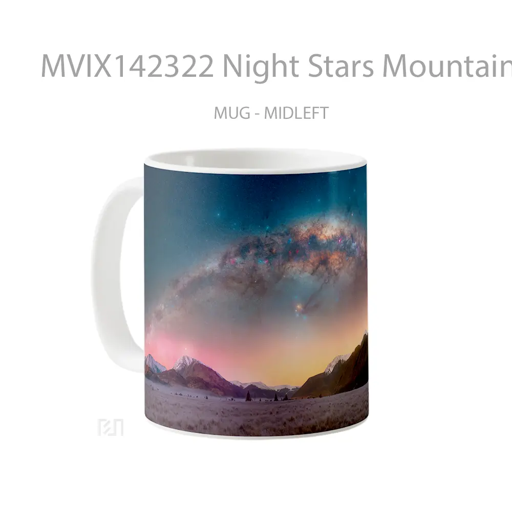 Mug Night Stars Mountain Scenery Gelas Pemandangan Alam - All-side / Desain