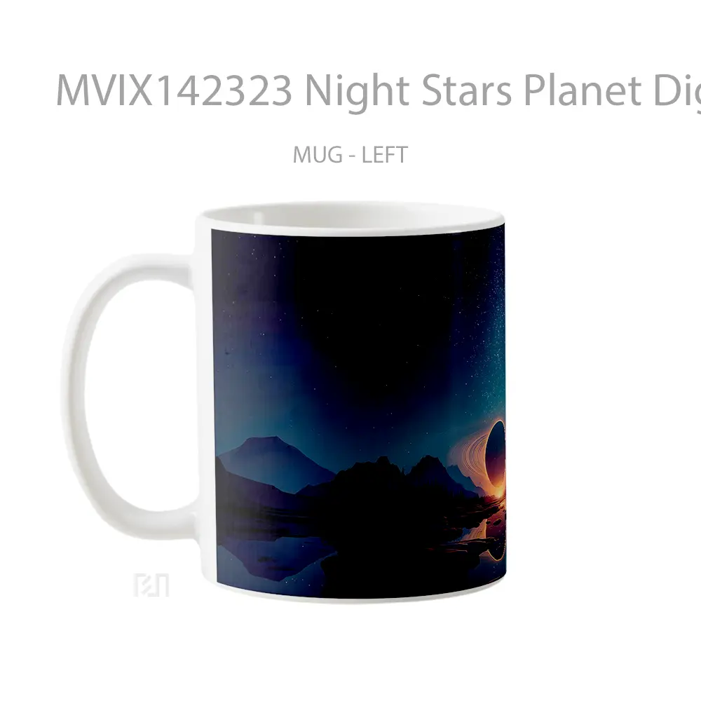 Mug Night Stars Planet Digital Art Scenery Gelas Keramik Unik - All-side / Desain