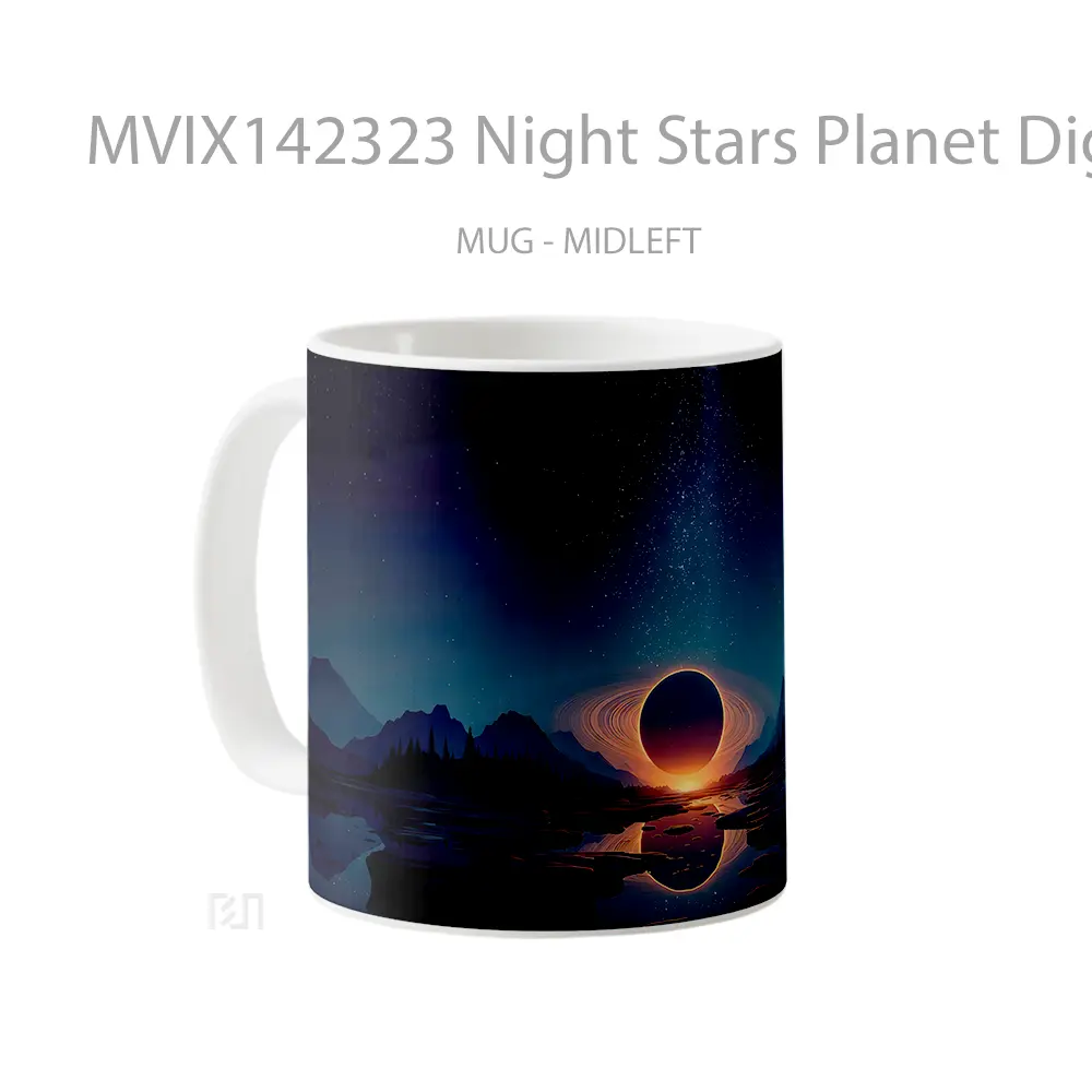 Mug Night Stars Planet Digital Art Scenery Gelas Keramik Unik - All-side / Desain