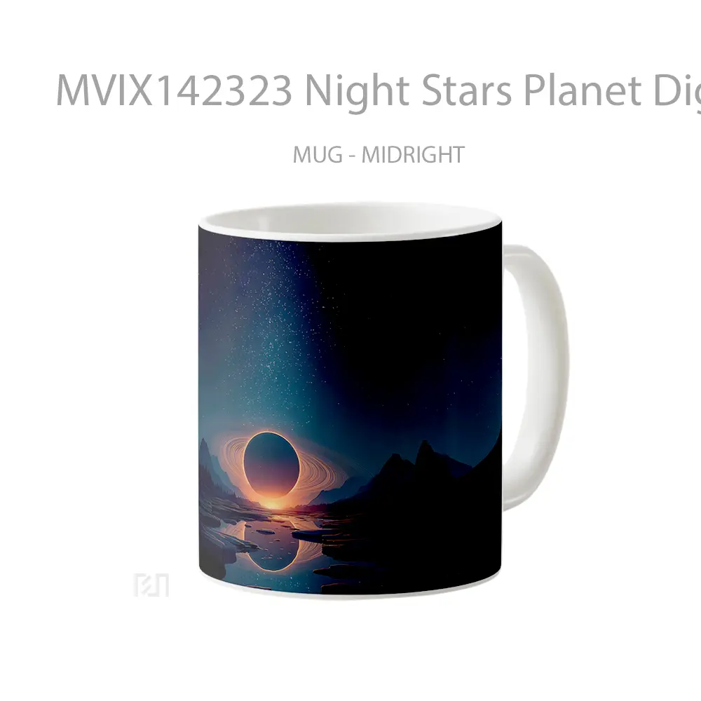 Mug Night Stars Planet Digital Art Scenery Gelas Keramik Unik - All-side / Desain
