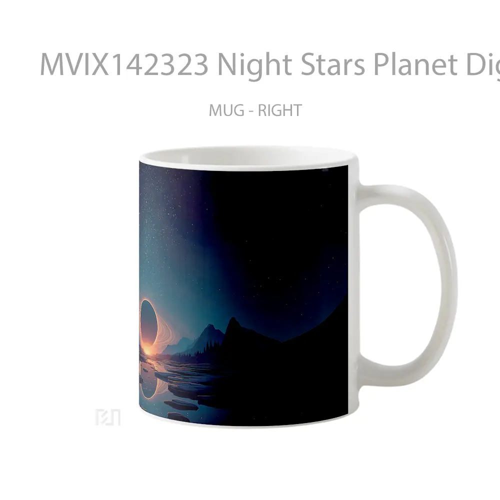 Mug Night Stars Planet Digital Art Scenery Gelas Keramik Unik - All-side / Desain
